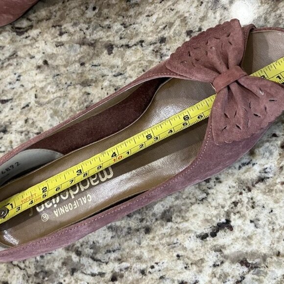 Vintage California Magdesians Women’s Suede Peep Toe Wedge Heels Bow Size 6M - Picture 15 of 15